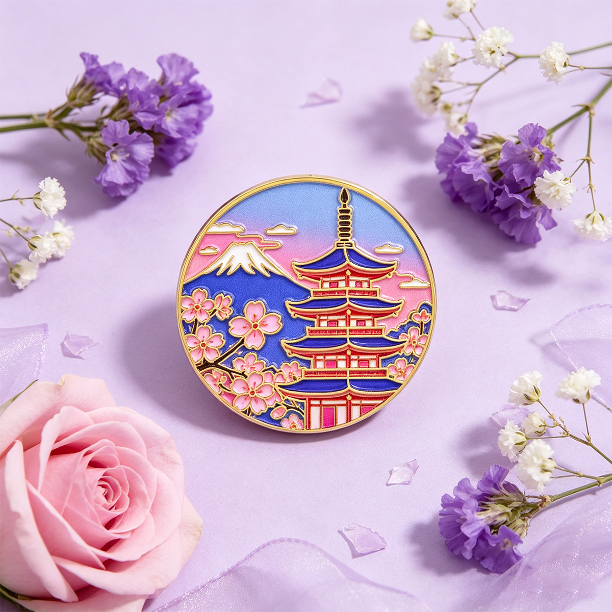 Spilla smaltata con fiori di c - Travel Accessories In Japan recensione e prezzo